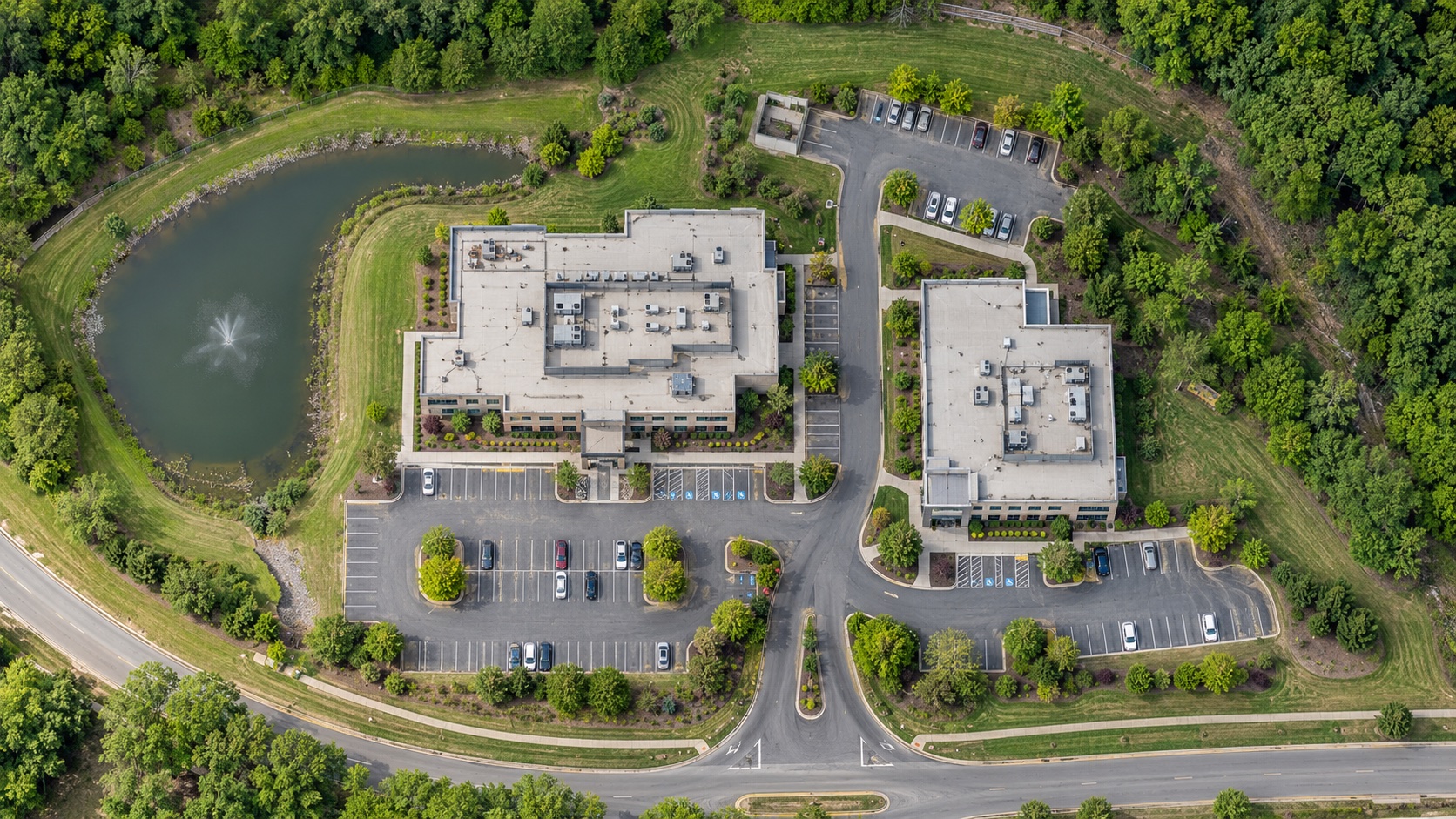 Concept visualization of an orthomosaic-style overhead view of a commercial site